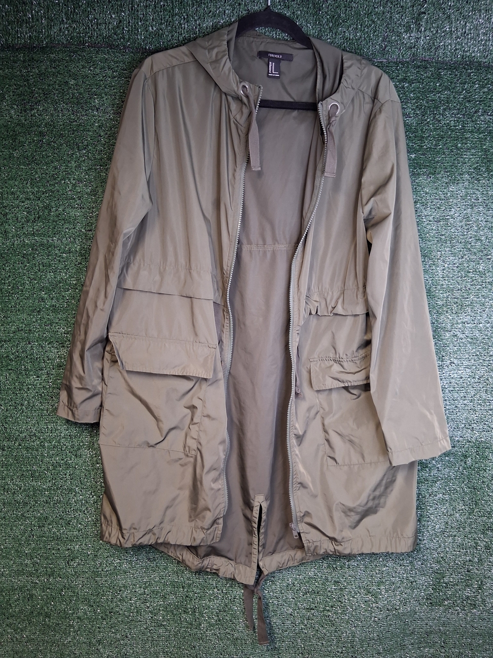 Forever 21 Olive Green Hooded Anorak Jacket